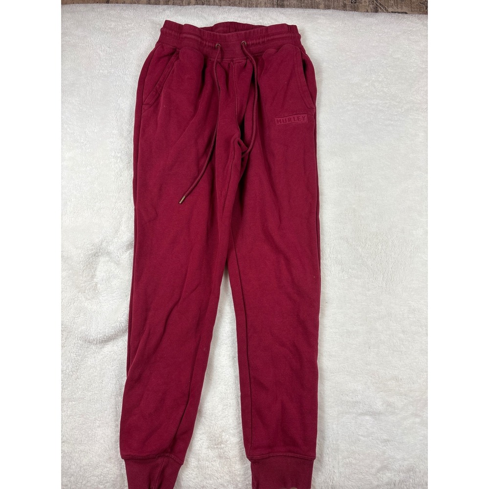 Hurley Mens Fleece Joggers Burgundy Maroon Sweatpants Size Small